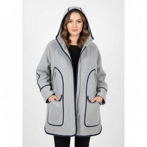 J.Crew Hooded Wool Winter Coat Italian Stadium Cloth Size 14